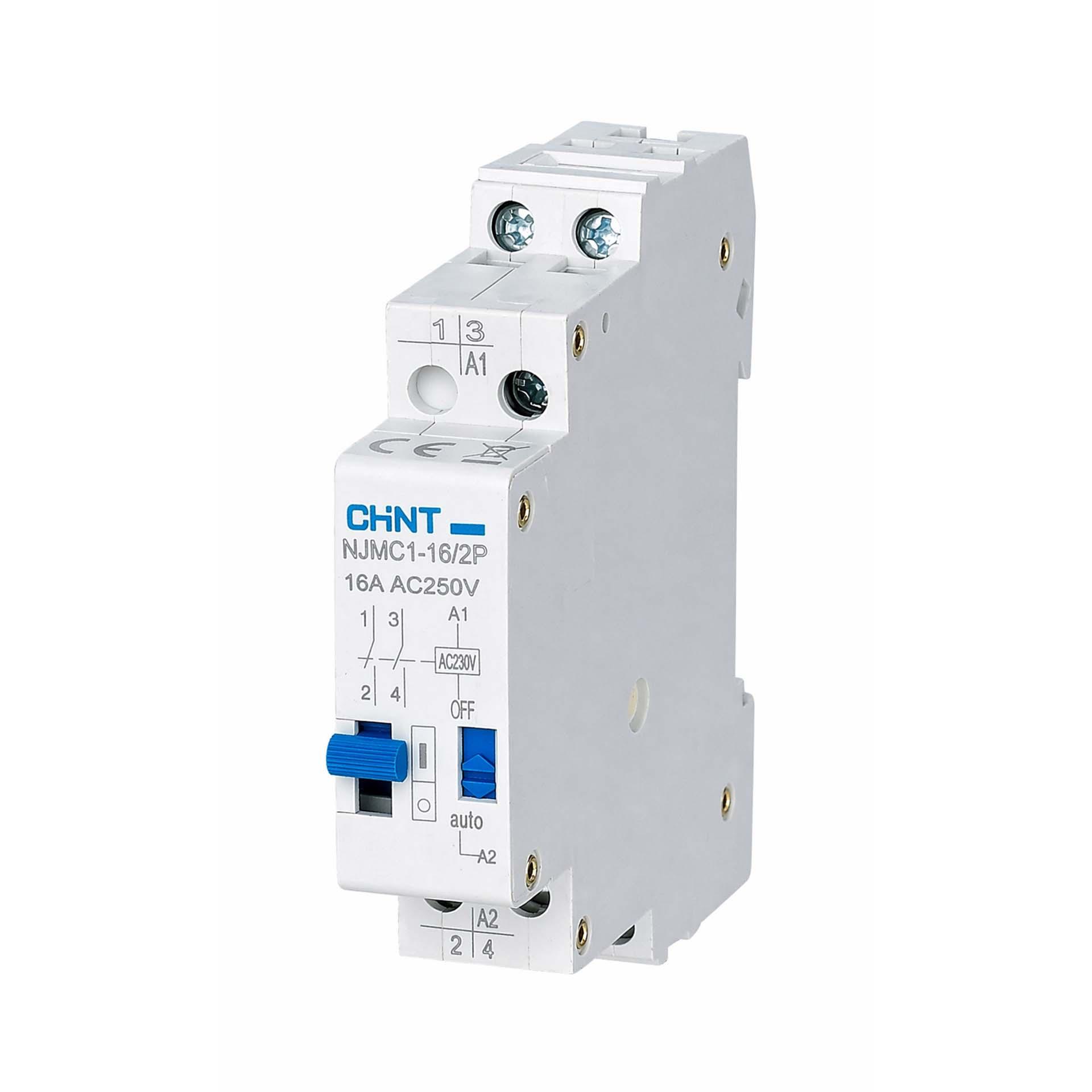 Chint Impulsrelais / Schrittschalter 2P 16A, 230V AC, zus. manuele kontakt- und Spulenschaltung