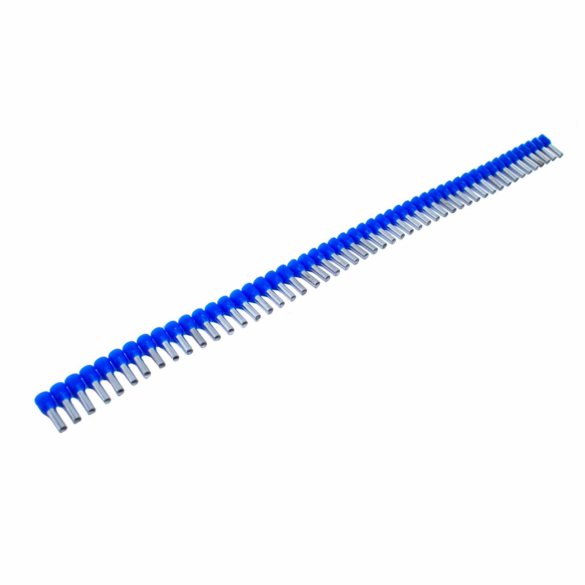 Isolierte Aderendhülsen (DIN & WE) in Streifenform / blau / 2.5mm² / 8mm