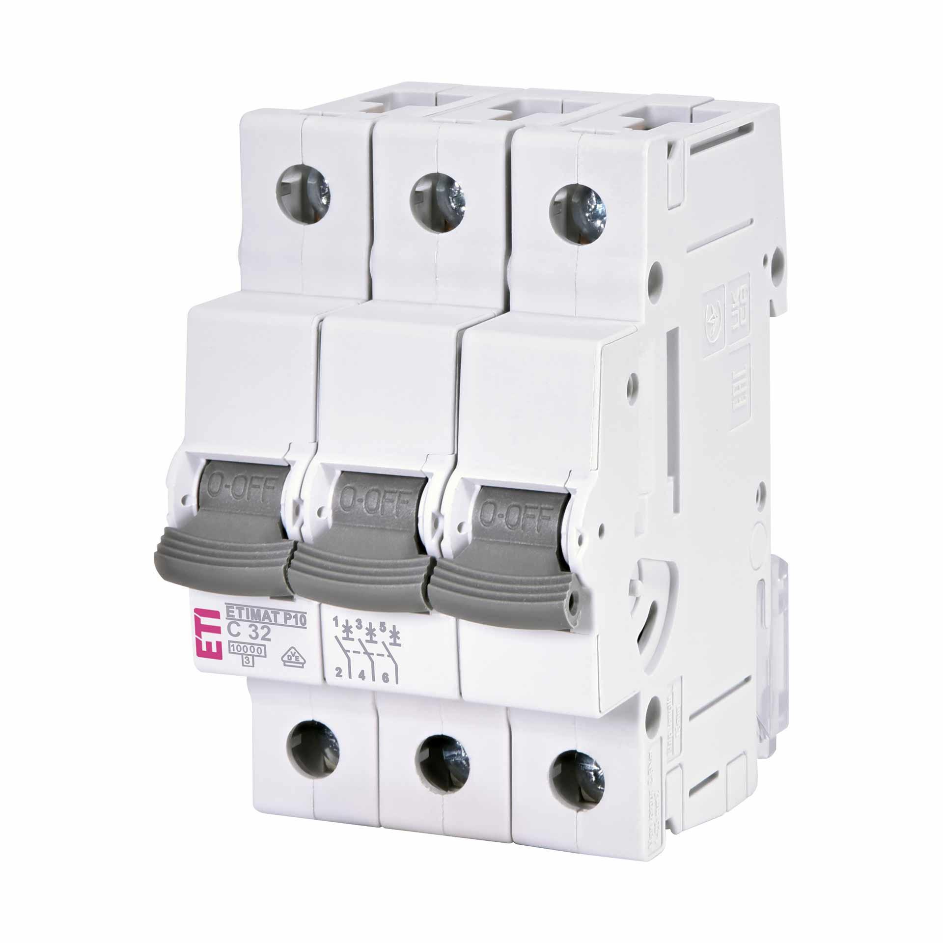 Miniature circuit-breaker, ETIMAT P10, 3-pole, characteristic C / 32A, 10kA