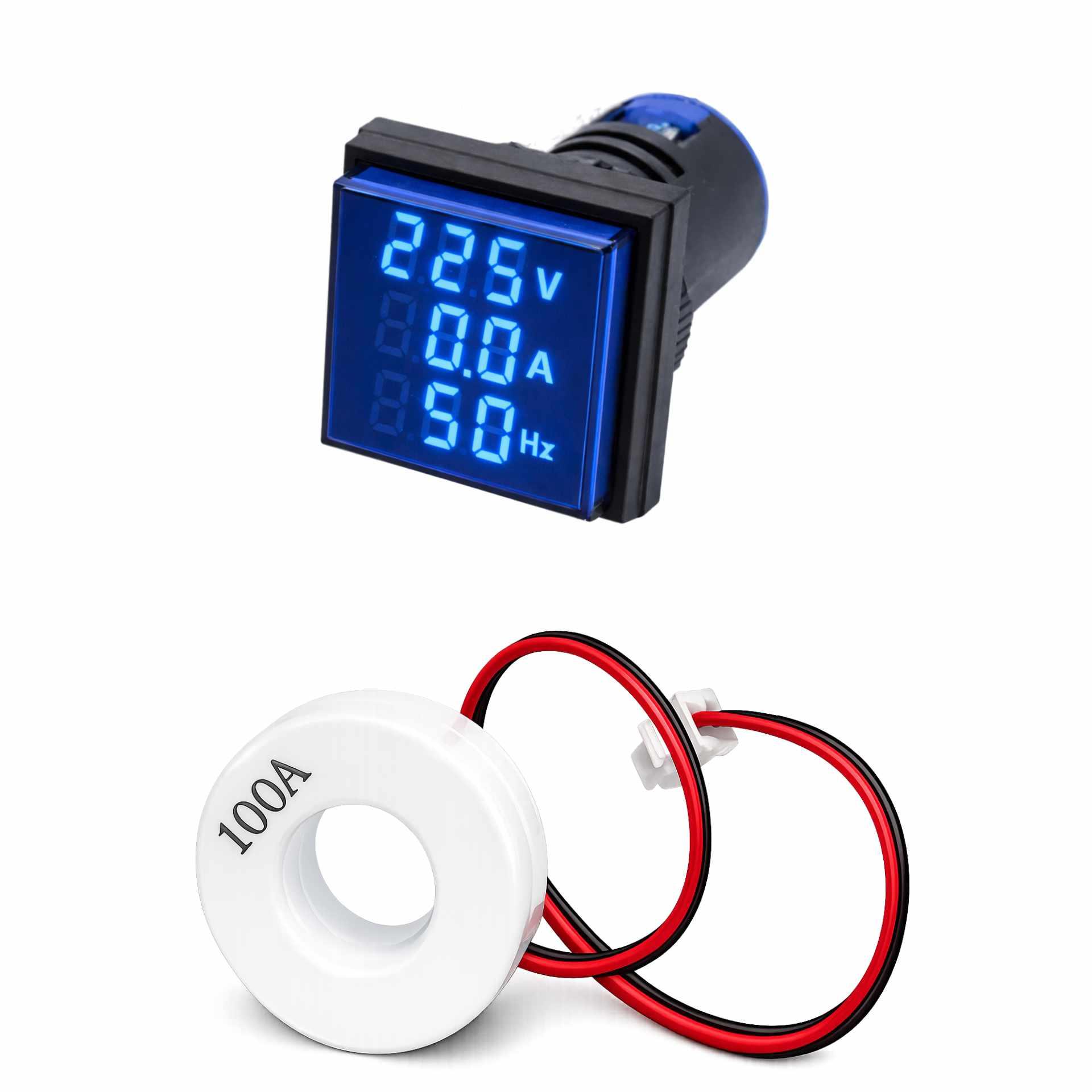 Chint Display digitale a LED da incasso 22 mm, corrente / tensione / frequenza, quadrato, blu