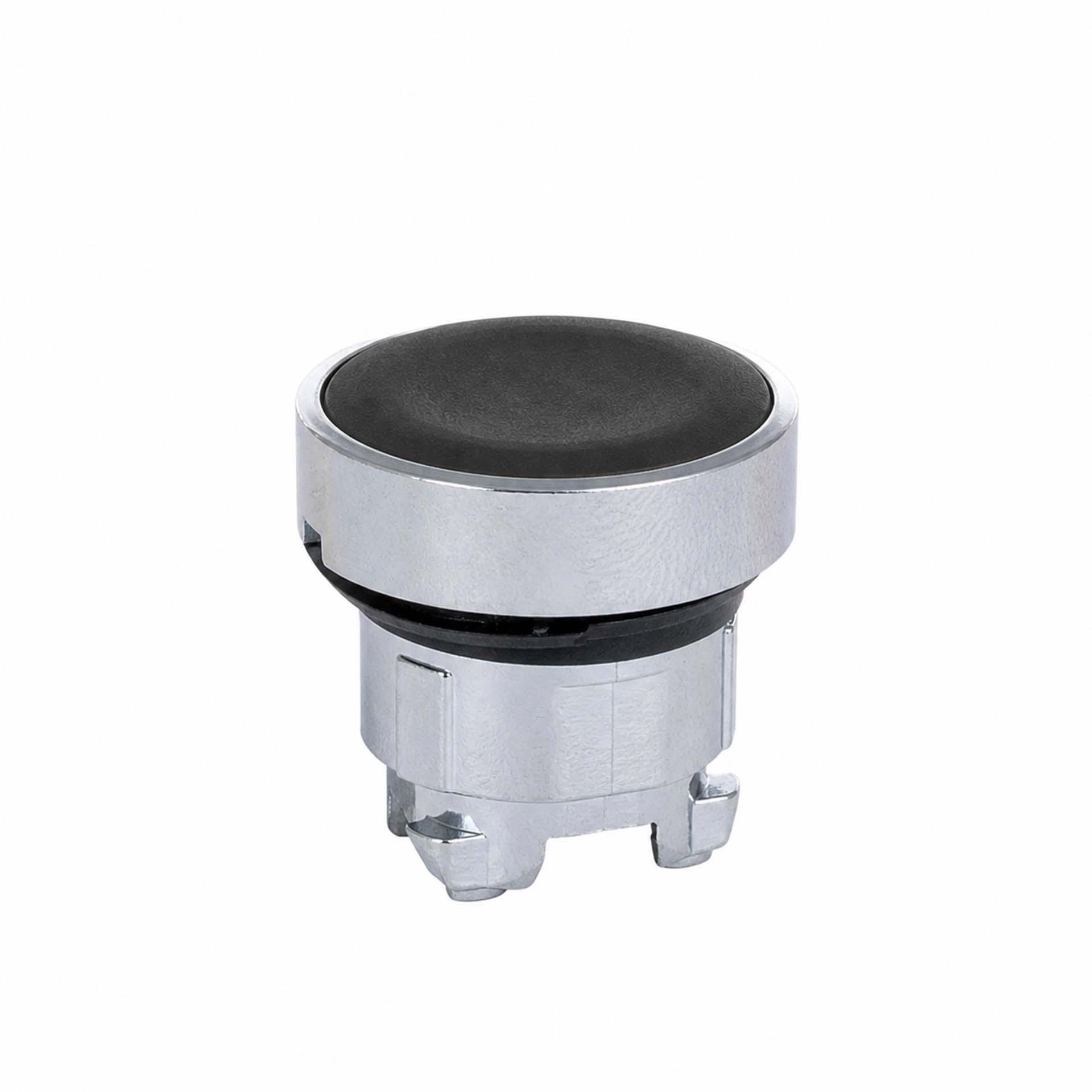 Drucktasterkopf schwarz, flach, Ø 22.5mm