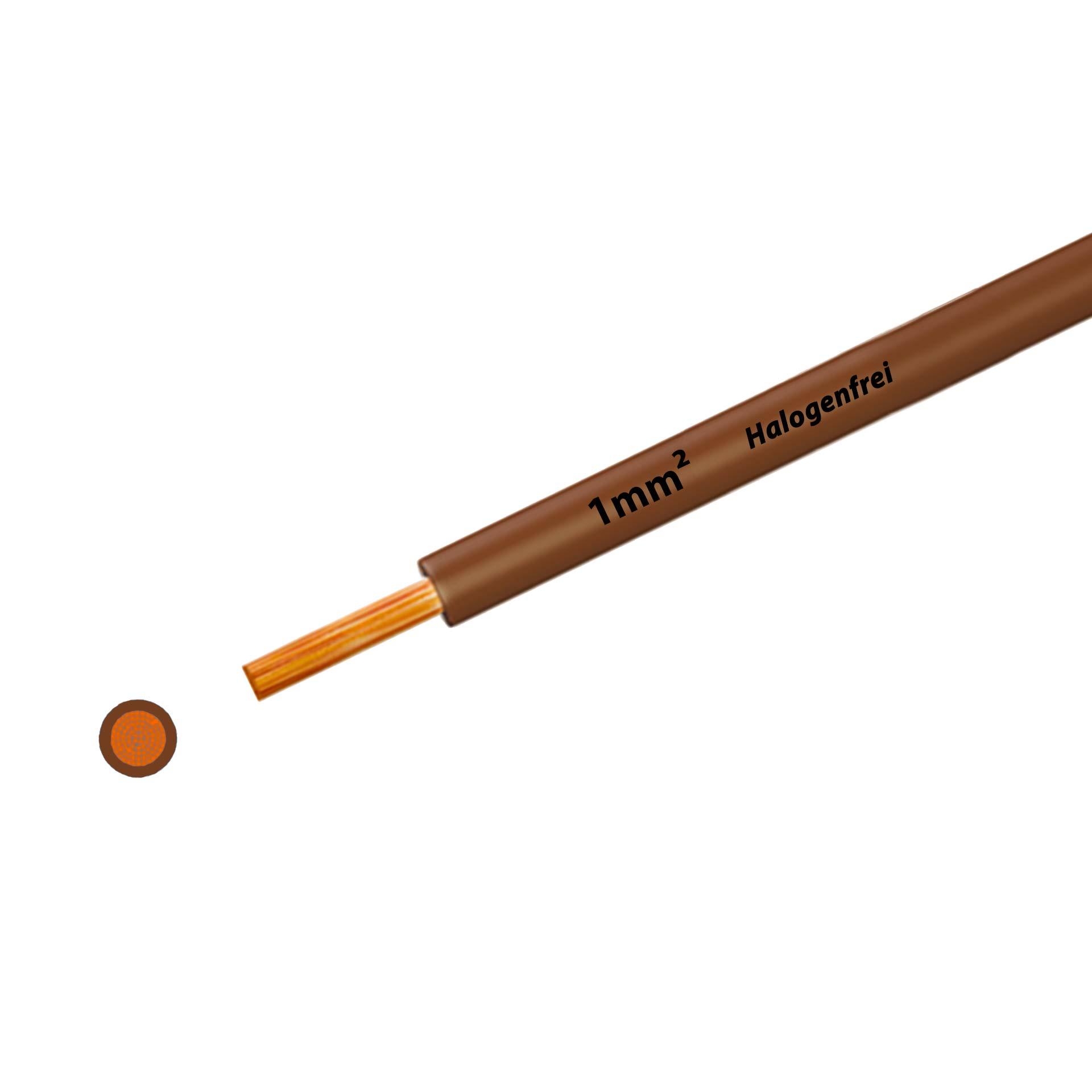 Halogen-free stranded wire 90° C, 500V, 1.00mm2, brown (RAL 8003), on plastic reel