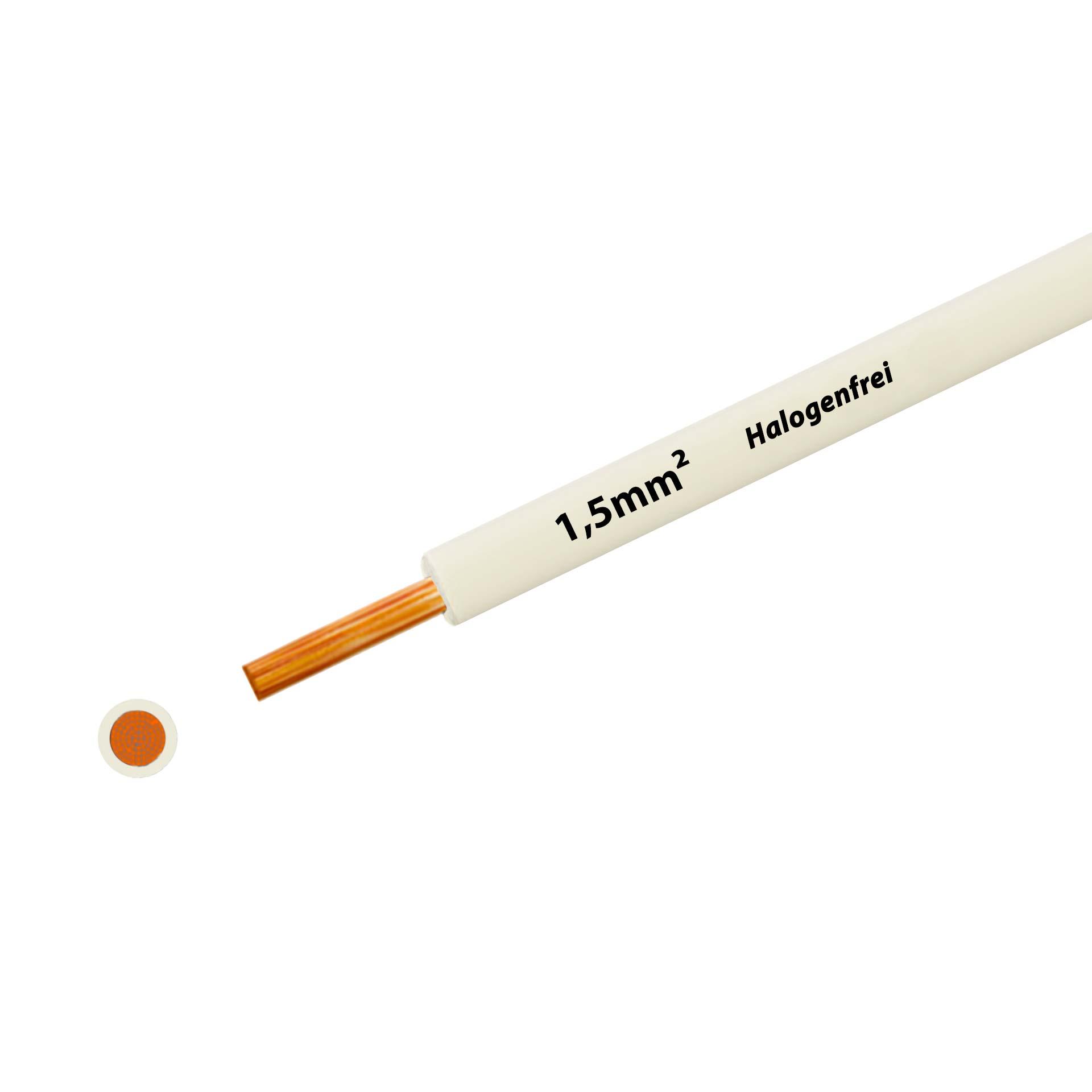 Fil sans halogène 90° C , 750V, 1.50 mm2, blanc, sur bobine