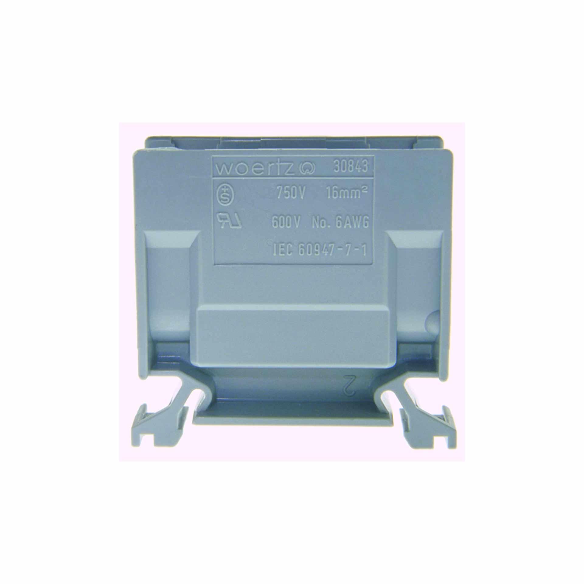 Junction terminal DIN35 16mm², 2-conductor, grey