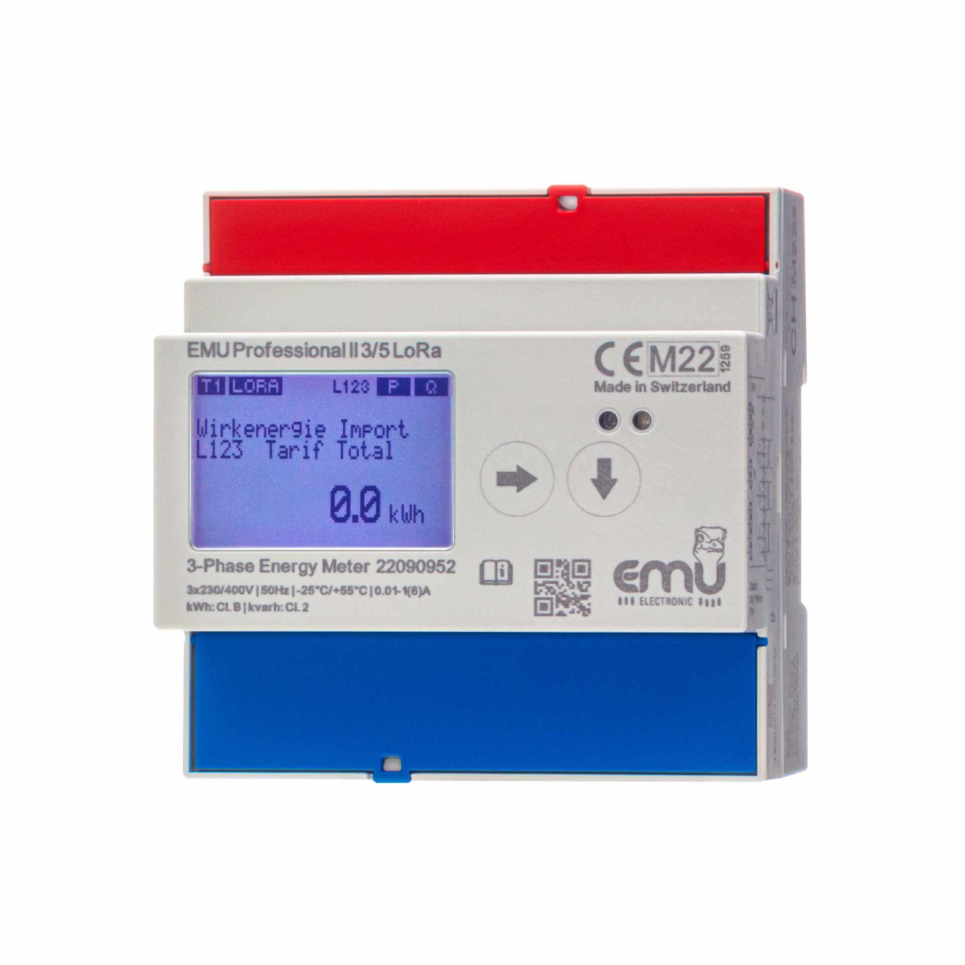 Compteur d'énergie EMU Professional II 3/5, LoRa, approuvé MID B+D, mesure du transformateur 3PN