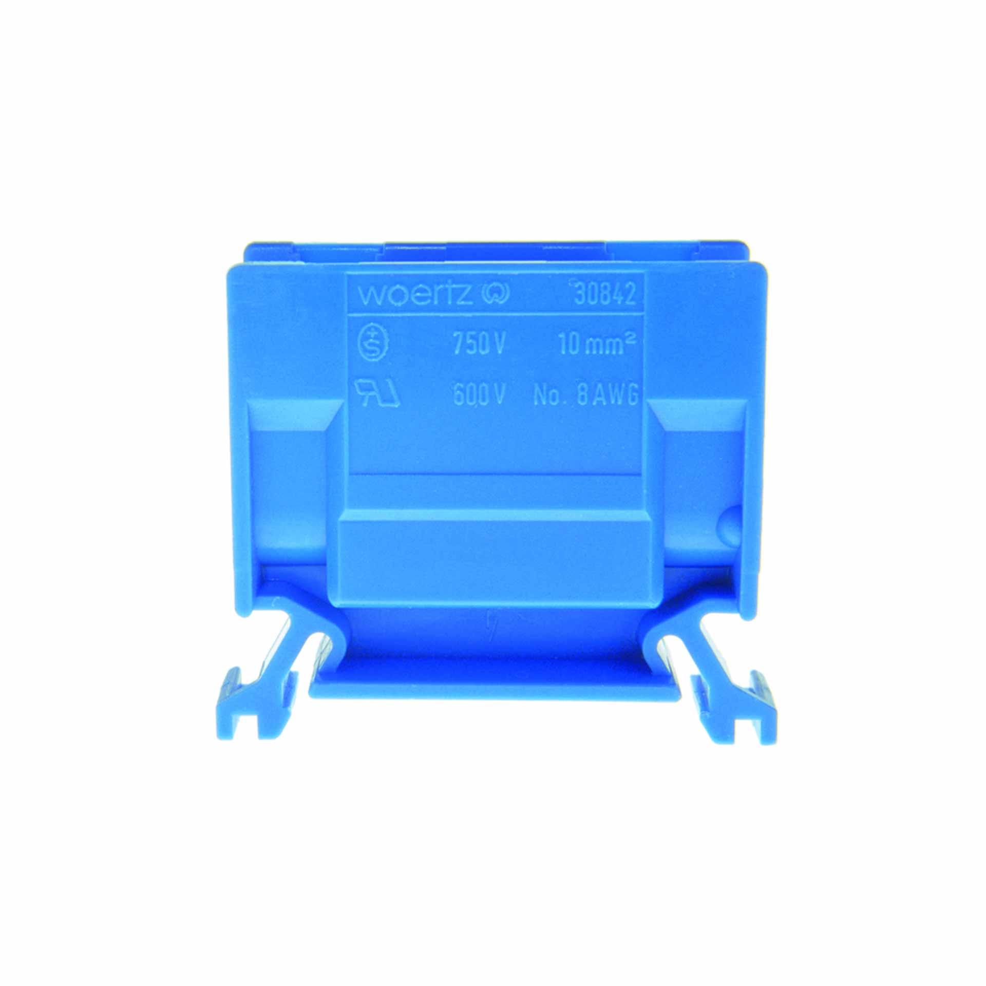 Branch terminal DIN35 10mm², 2-conductor, blue