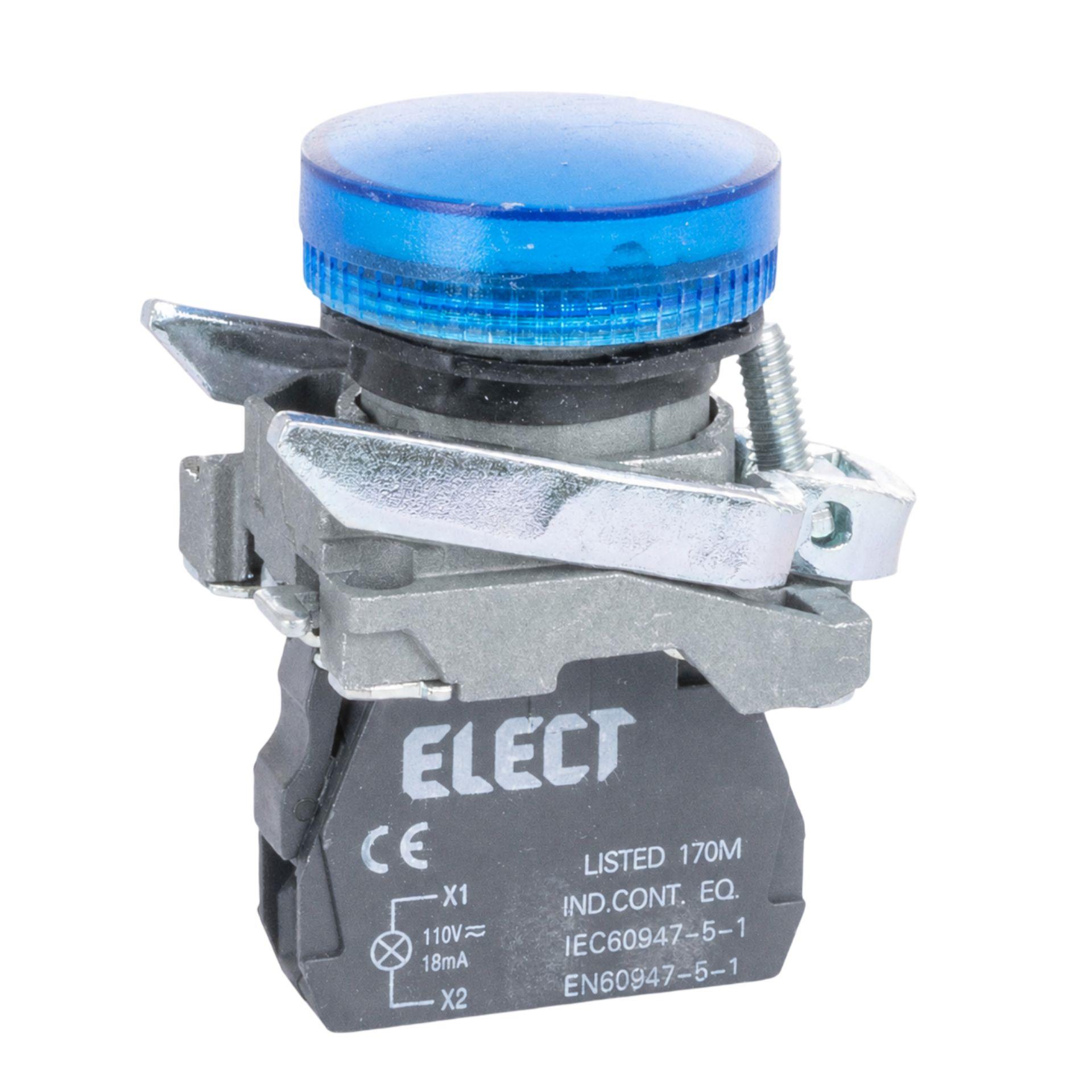 Blue signal lamp, 110 V AC/DC, Ø 22.5 mm, complete