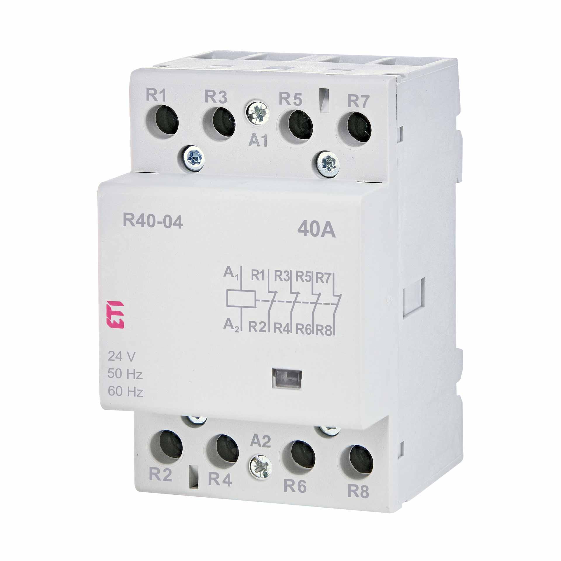 Contattore di installazione a 4 poli, 40A (AC1, 400V), R40-04 24V AC