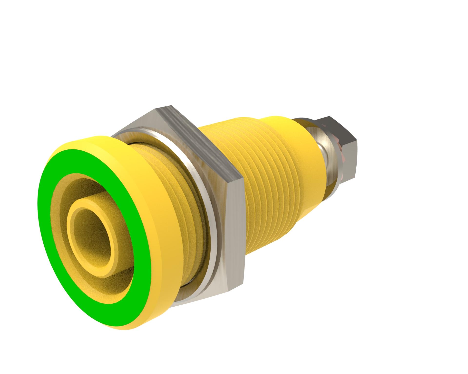 Sicherheits-Einbaubuchse ø 4mm, Schraubanschluss, grüngelb, Kontakte vernickelt
