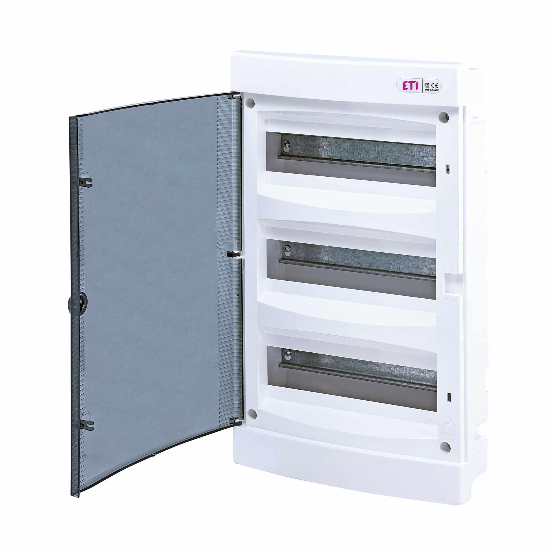 Unterputzverteiler mit transparenter Tür "ECM-36-PT", IP40, 3x12 Modul (36M)