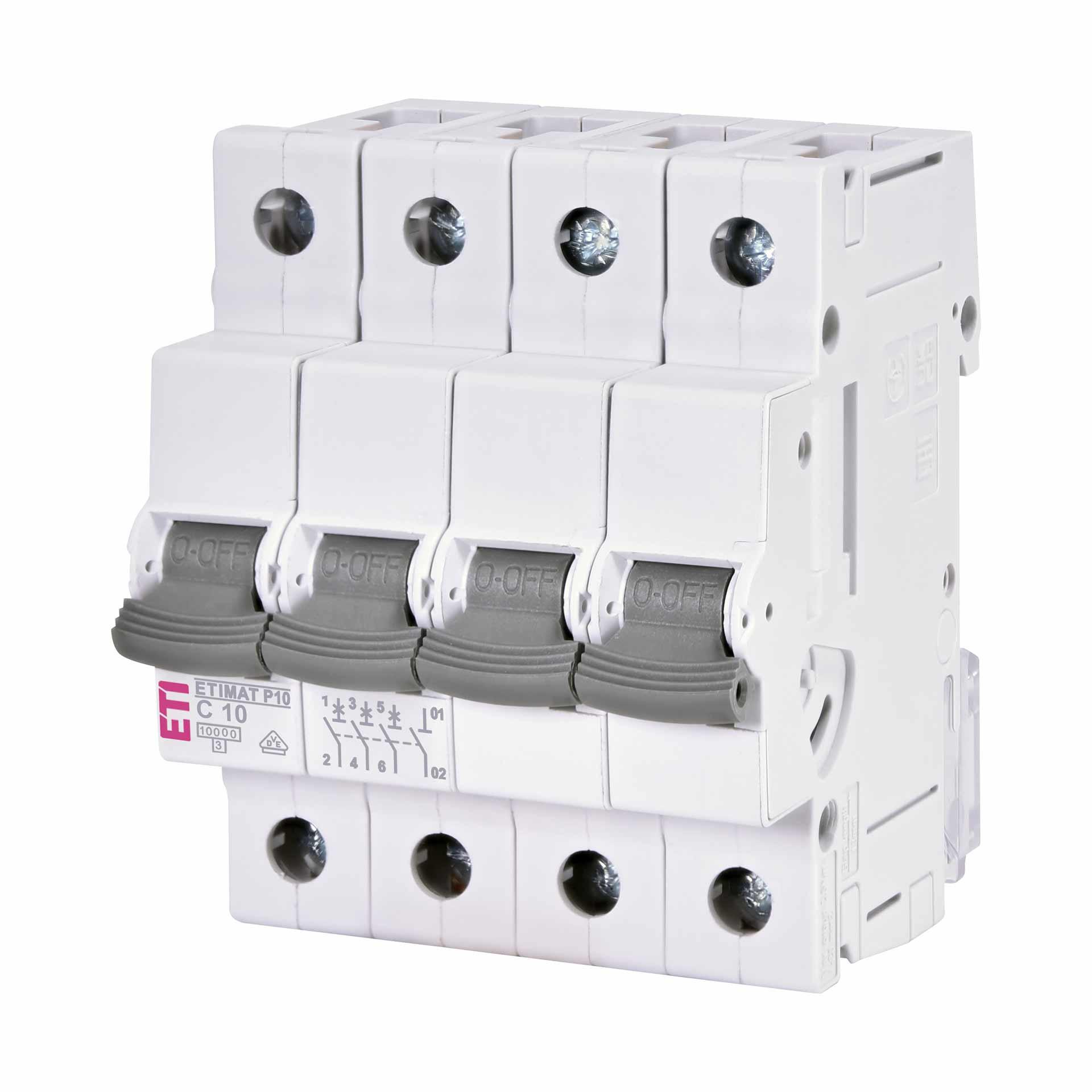 Leitungsschutzschalter, ETIMAT P10, 3-polig+N, Charakteristik C / 10A, 10kA