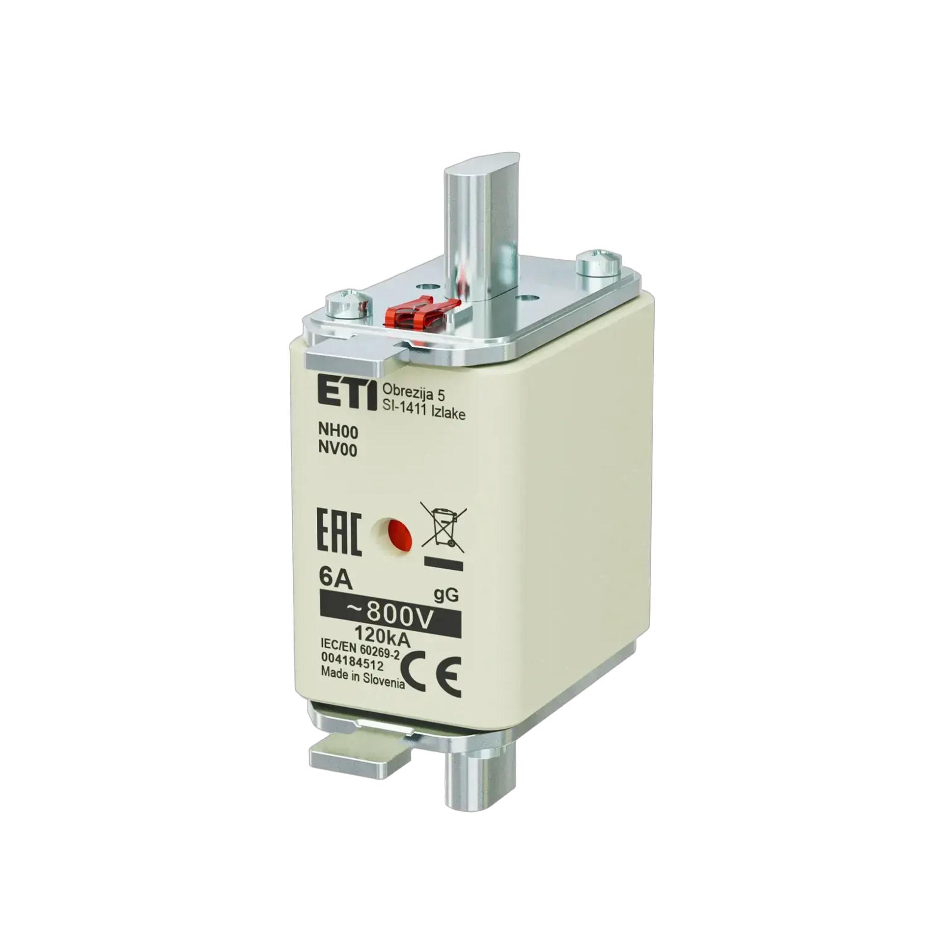 NH-Sicherung Gr. 00 6A, Charakteristik gG 800V