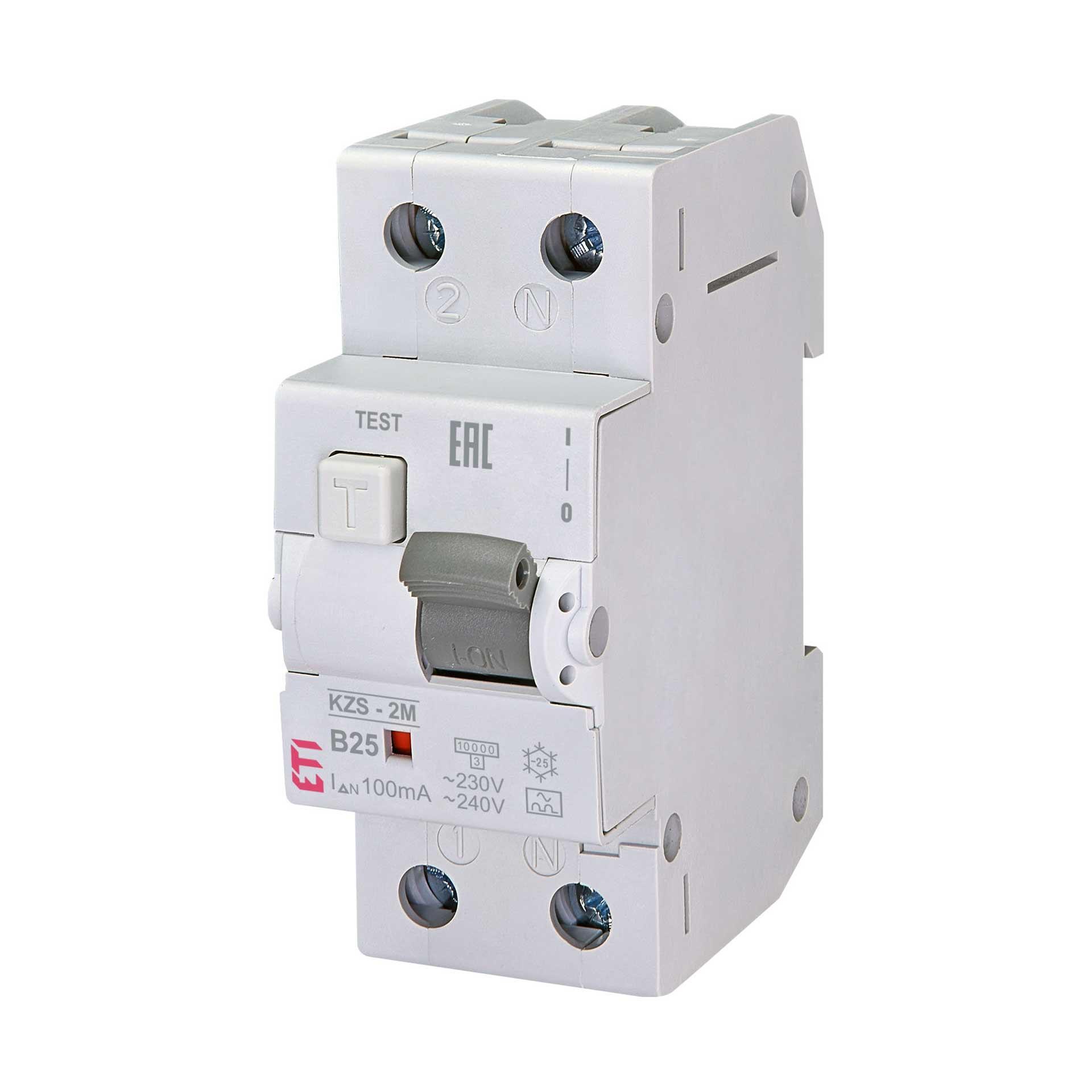FI/LS, KZS-2M, tipo A, 1 polo+N, caratteristica B / 25A,, 10kA (0,1A)