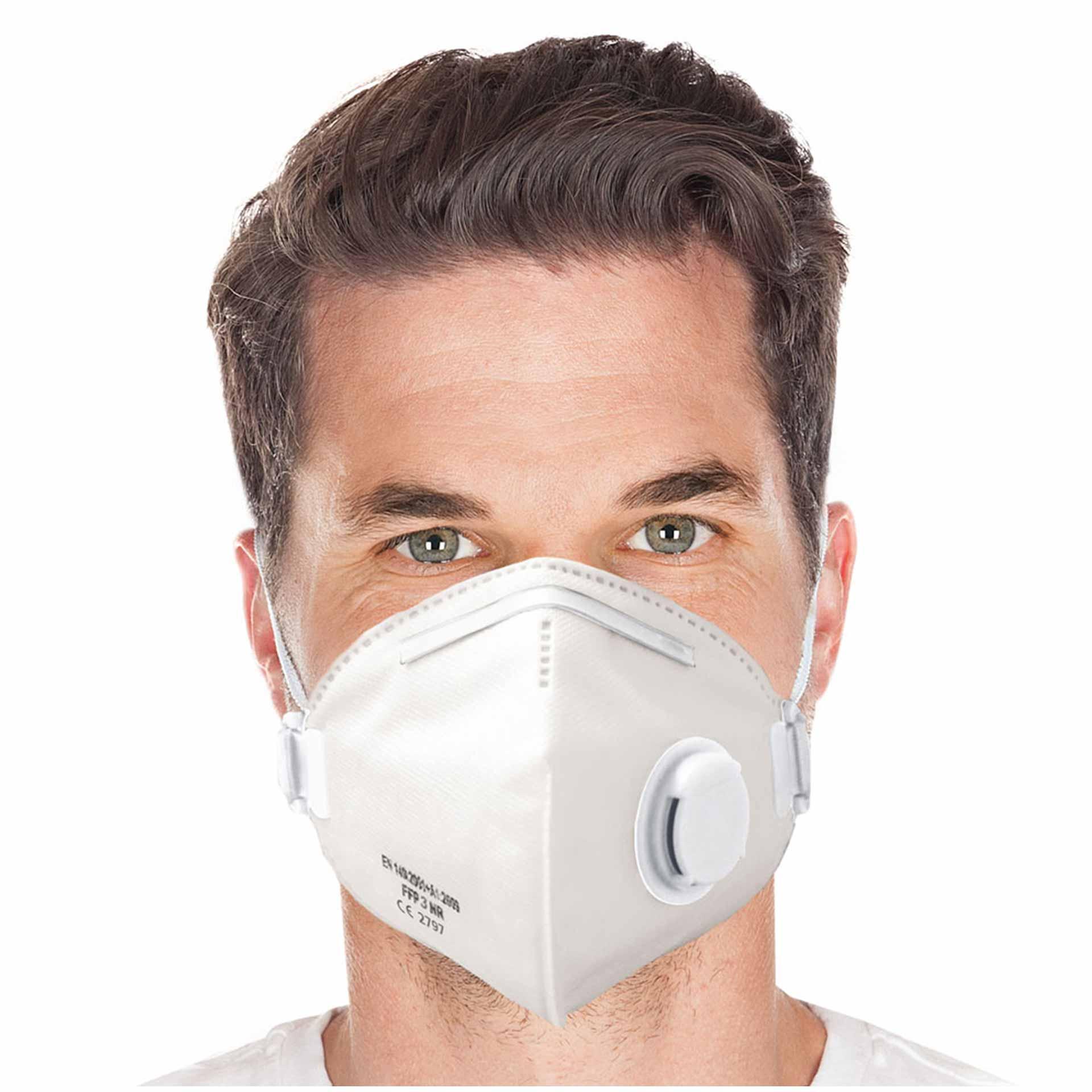 Atemschutzmaske FFP3 NR, mit Ventil | einzeln verpackt, vertikal faltbar