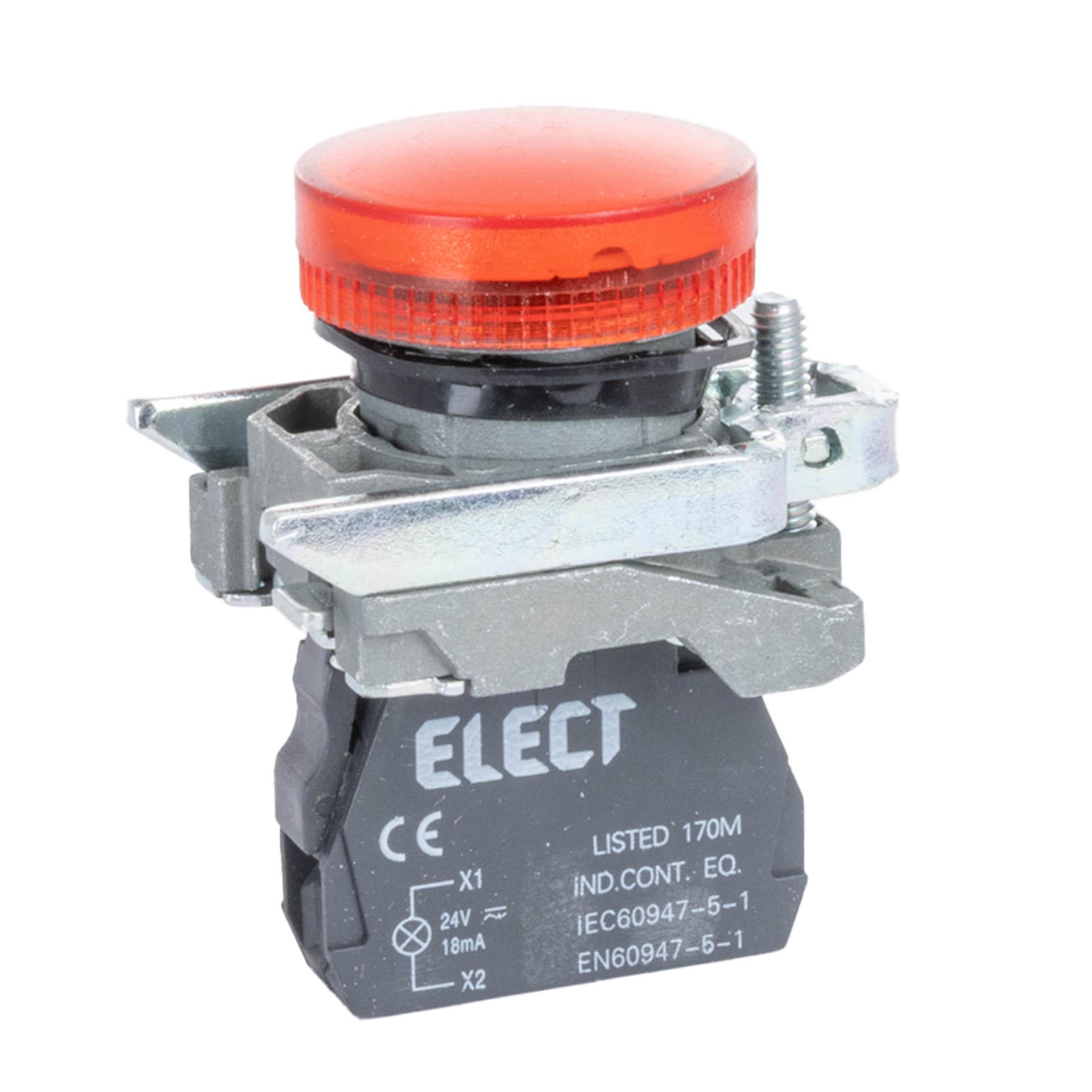Lampada di segnalazione rossa, 24 V CA/CC, Ø 22,5 mm, completa