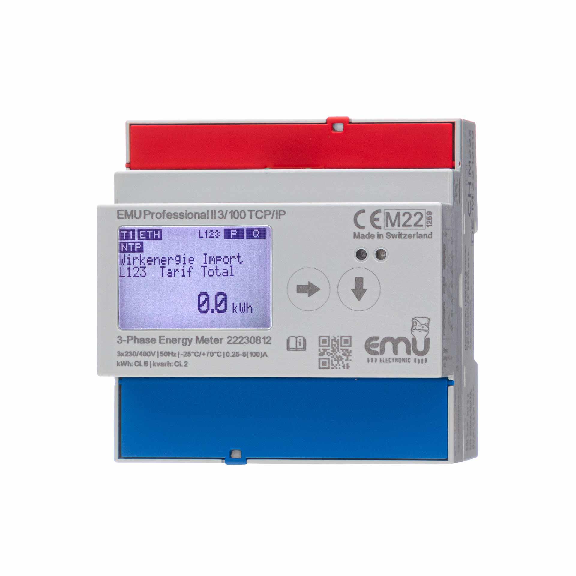 Compteur d'énergie EMU Professional II 3/100, TCP/IP, approuvé MID B+D, mesure directe 100A 3PN