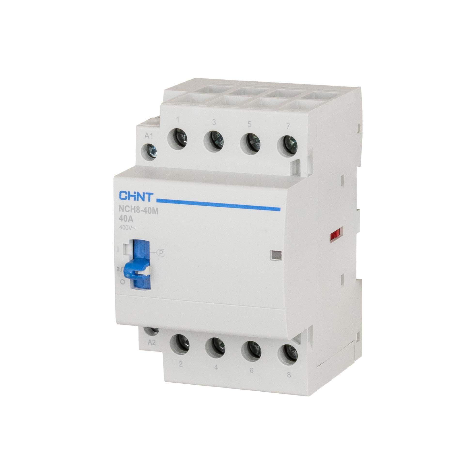 CHINT Installationsschütz manuell, 4-polig, 40A (AC-1 400V), AC 220–240V, 4 Schliesser