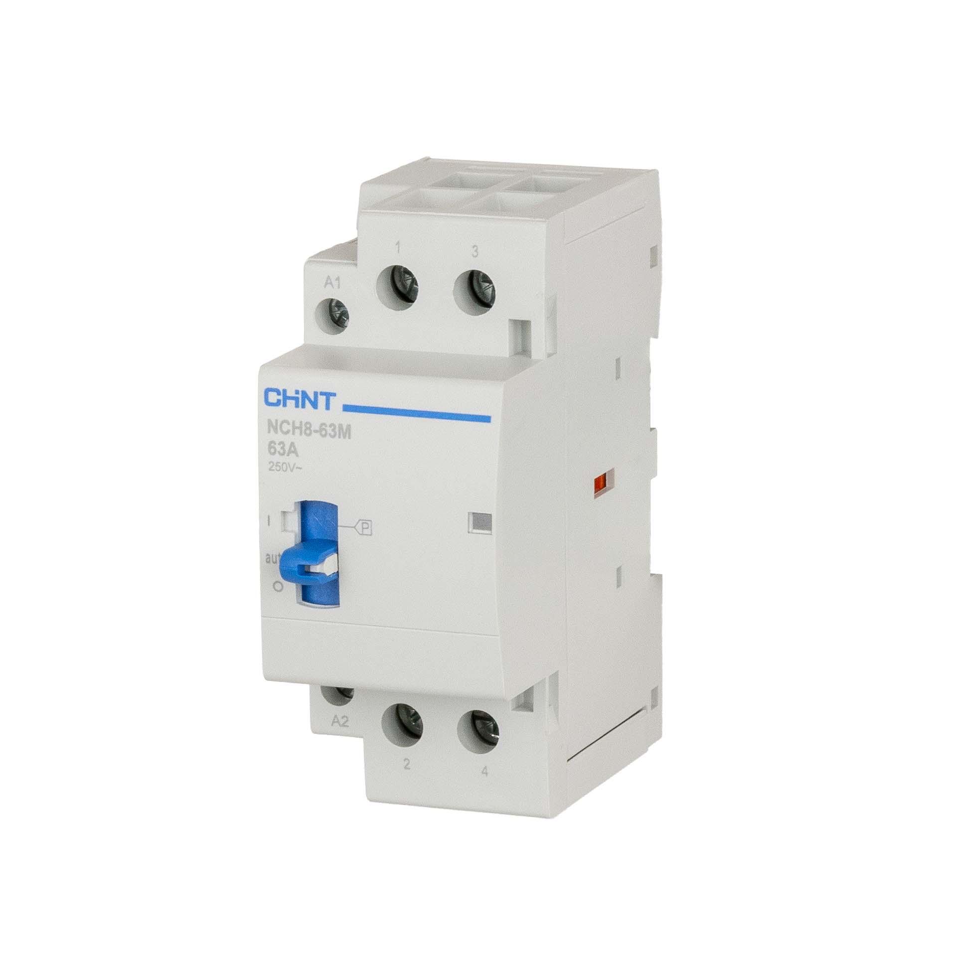 CHINT Installationsschütz manuell, 2-polig, 63A (AC-1 400V), AC 220–240V, 2 Schliesser