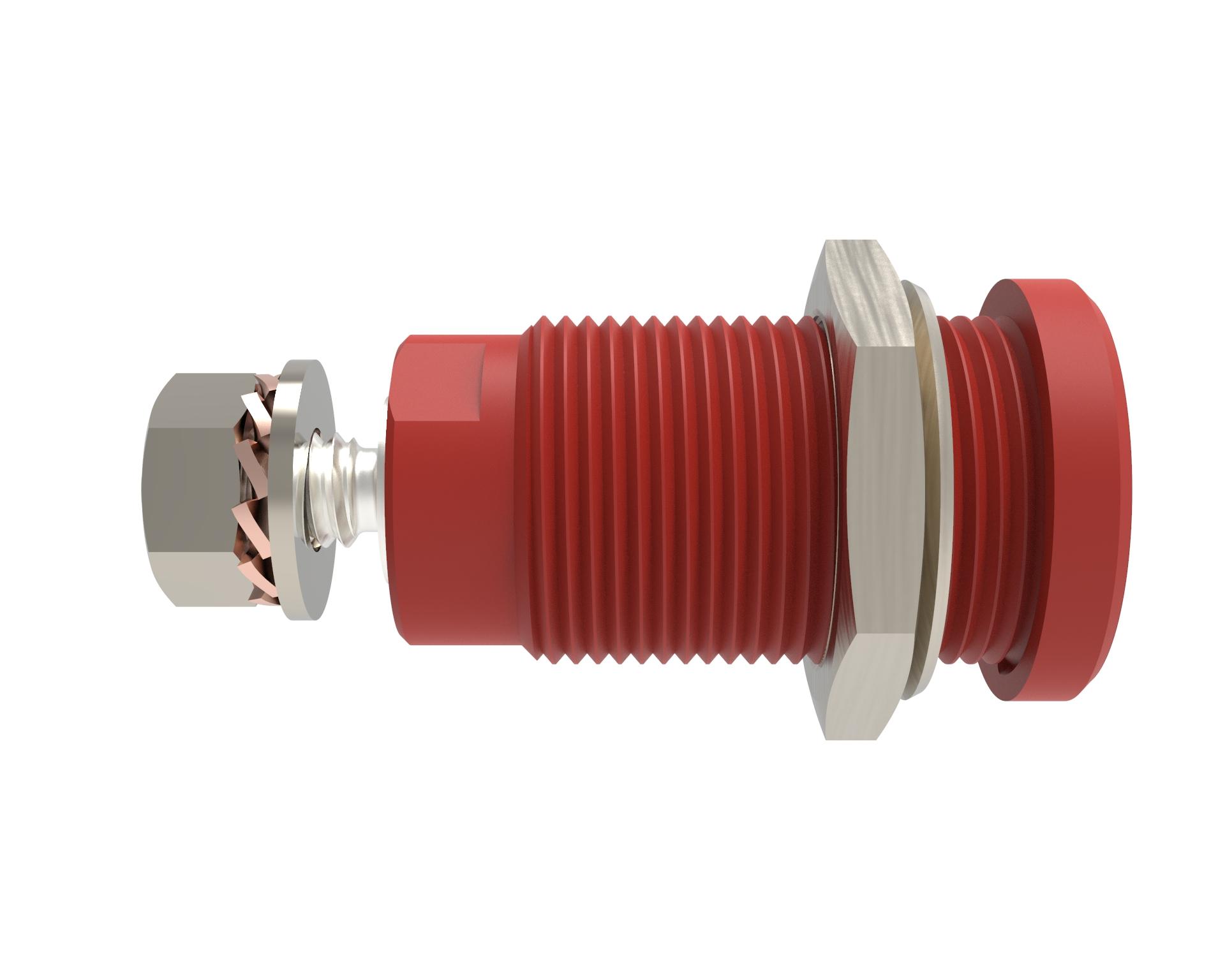 Presa di sicurezza da incasso ø 4 mm, attacco a vite, rosso, contatti nichelati