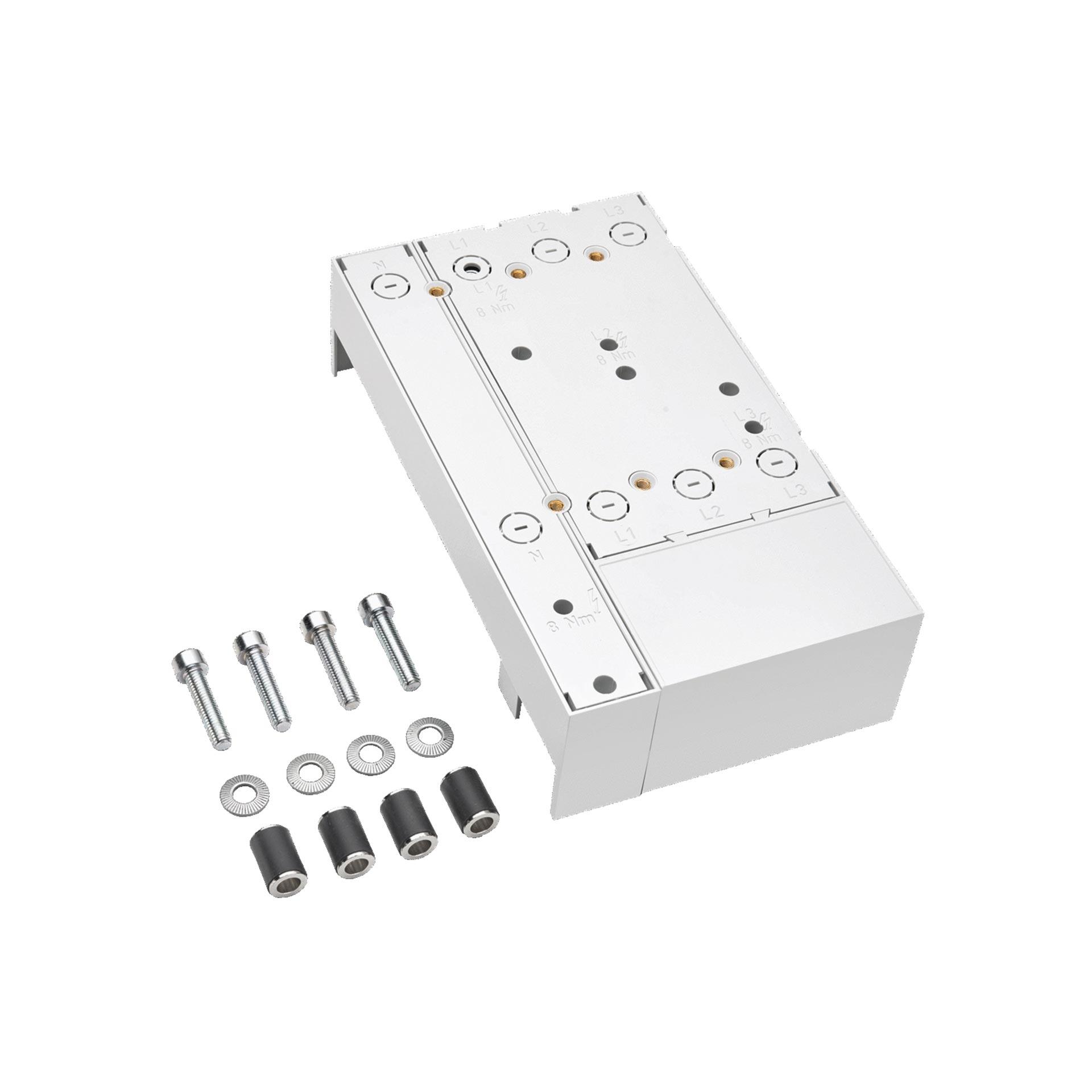 4P adaptateur pour jeu de barres 250 A, neutre à gauche, connection inclus, 140x251mm