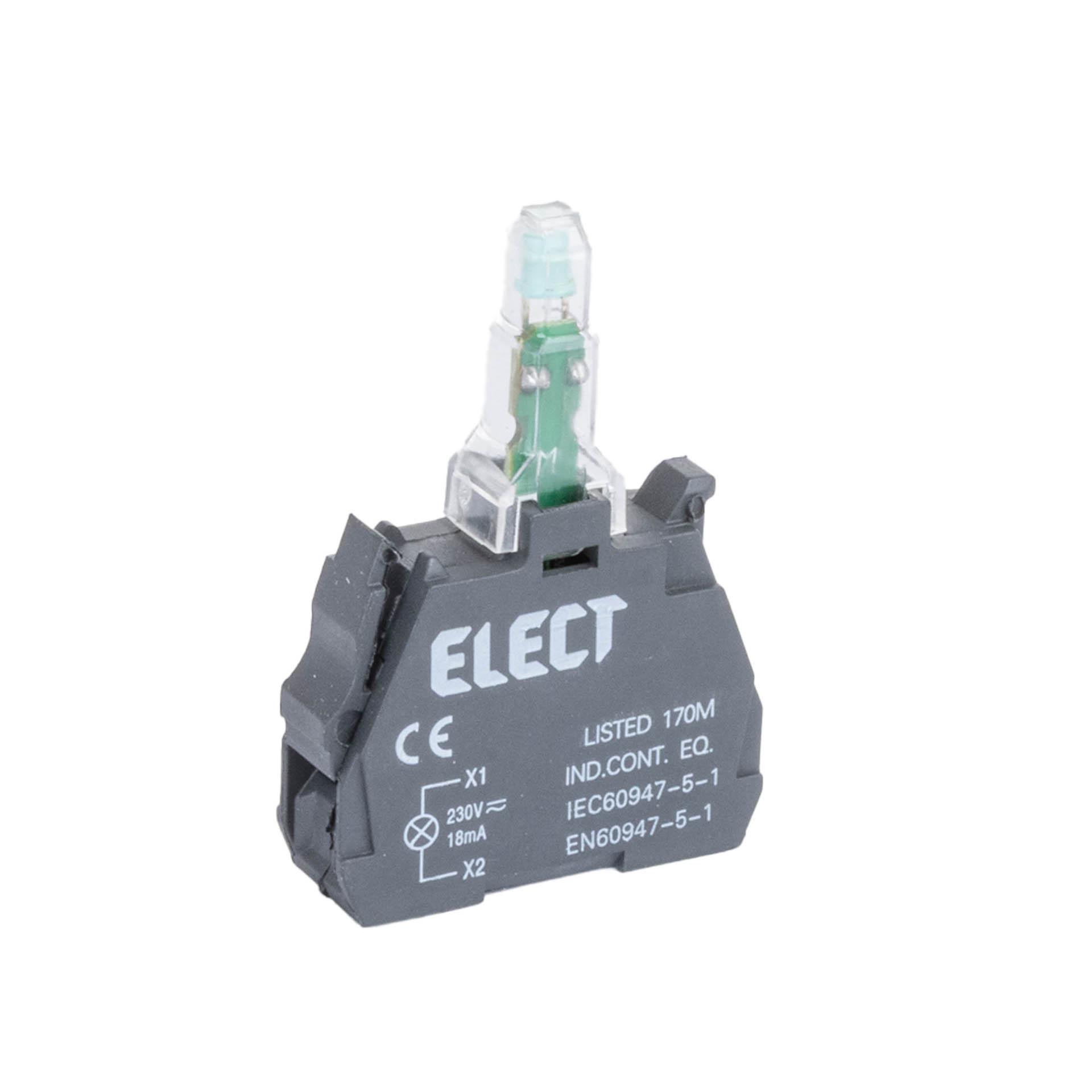LED-Lampe blau, 230VAC/DC, Ø 22.5mm