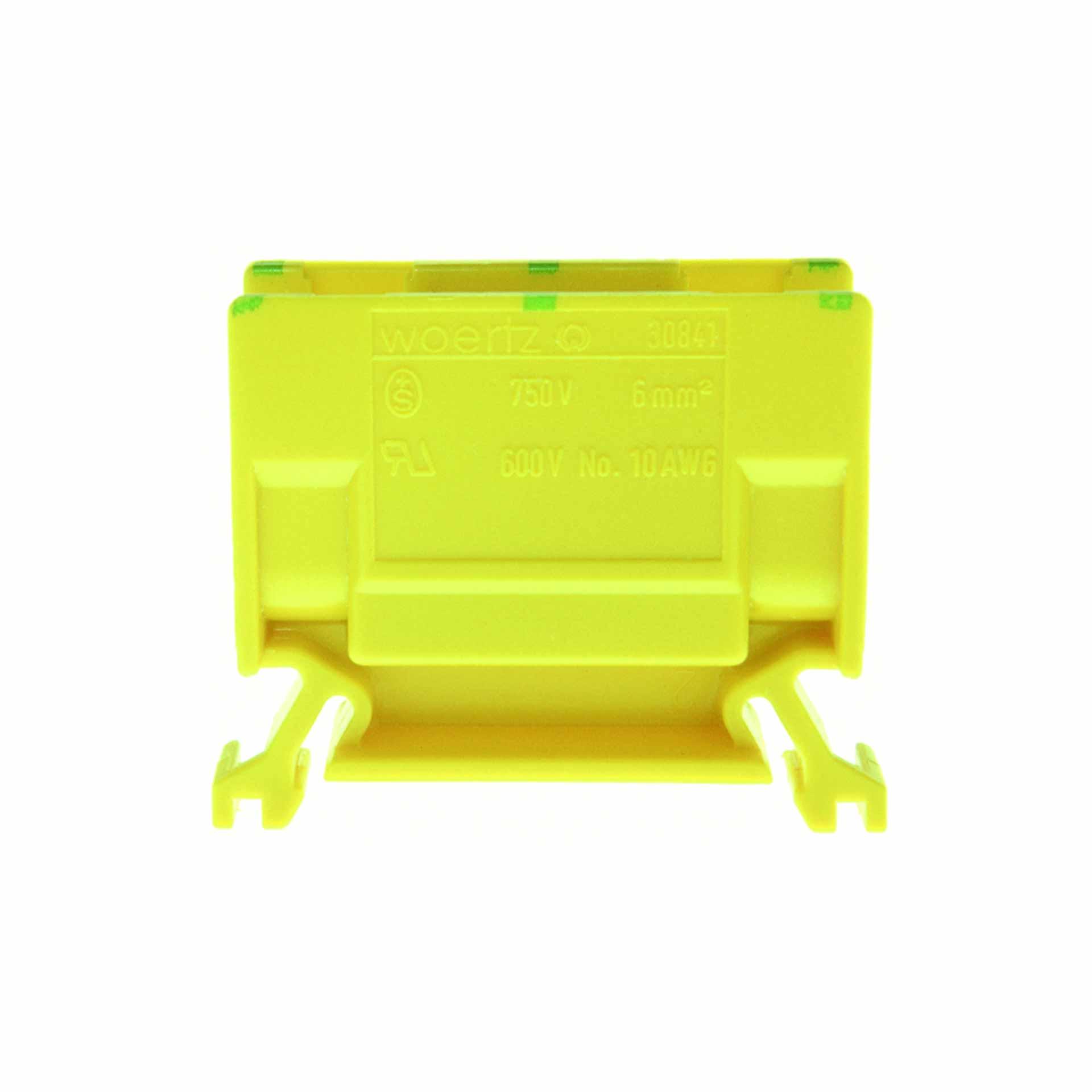 Junction terminal DIN35 6mm², 2-conductor, green-yellow